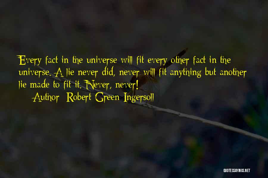 Robert Green Ingersoll Quotes: Every Fact In The Universe Will Fit Every Other Fact In The Universe. A Lie Never Did, Never Will Fit