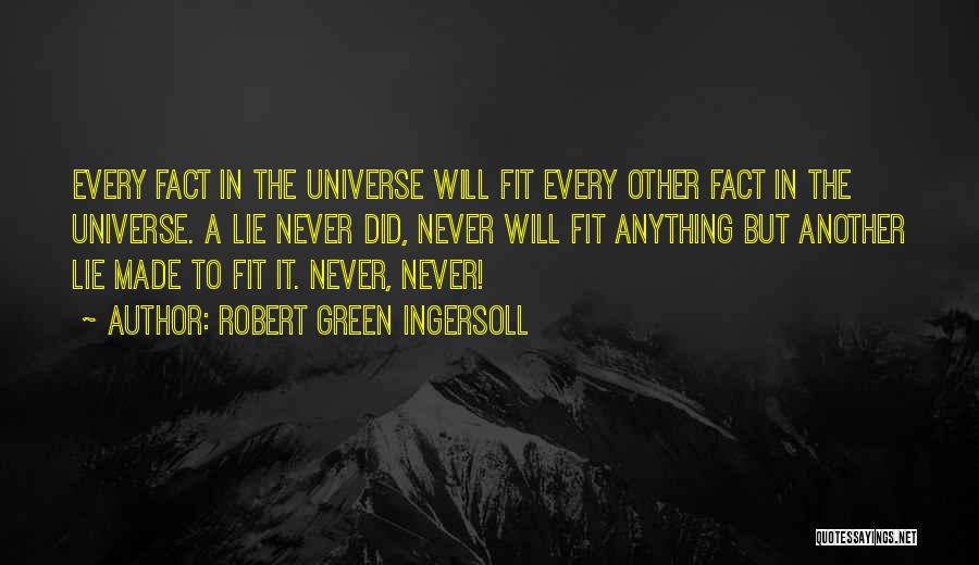 Robert Green Ingersoll Quotes: Every Fact In The Universe Will Fit Every Other Fact In The Universe. A Lie Never Did, Never Will Fit