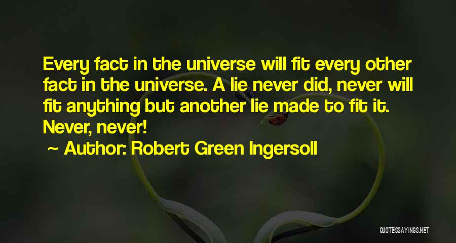 Robert Green Ingersoll Quotes: Every Fact In The Universe Will Fit Every Other Fact In The Universe. A Lie Never Did, Never Will Fit