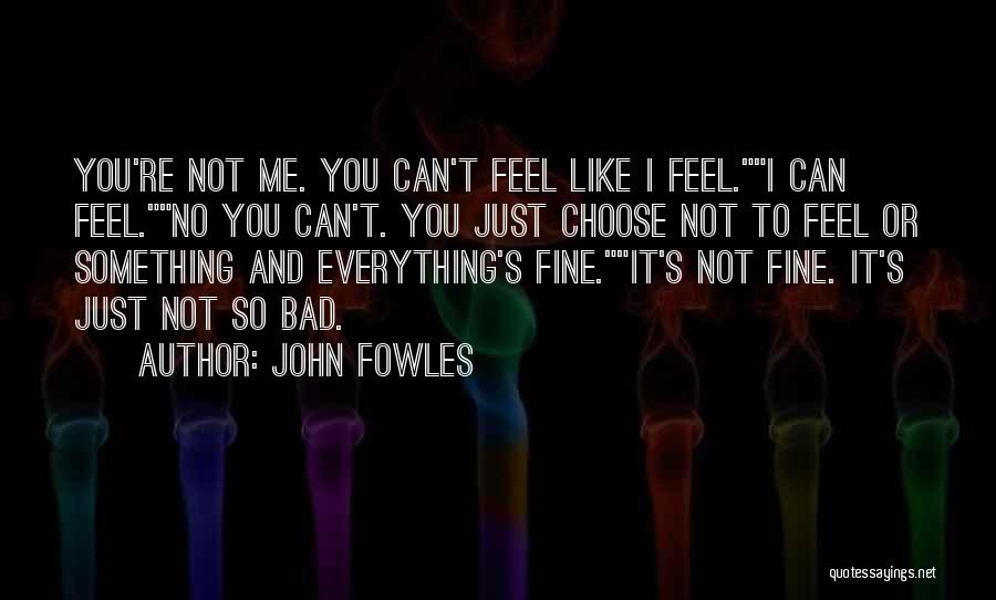 John Fowles Quotes: You're Not Me. You Can't Feel Like I Feel.i Can Feel.no You Can't. You Just Choose Not To Feel Or