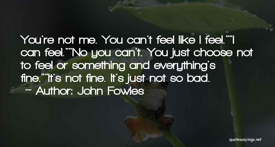 John Fowles Quotes: You're Not Me. You Can't Feel Like I Feel.i Can Feel.no You Can't. You Just Choose Not To Feel Or