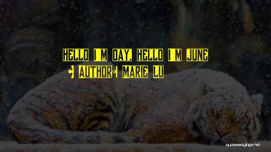 Marie Lu Quotes: Hello I'm Day, Hello I'm June