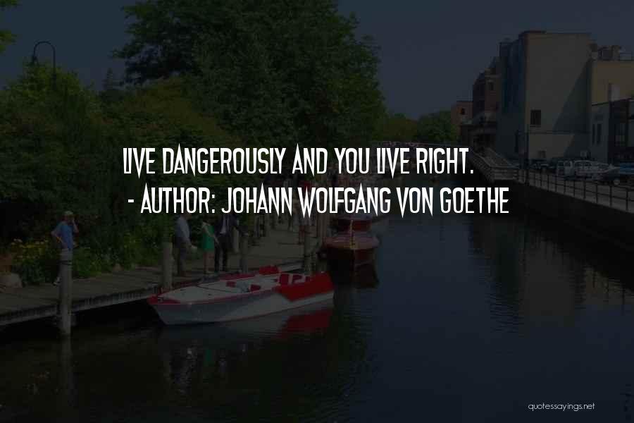 Johann Wolfgang Von Goethe Quotes: Live Dangerously And You Live Right.