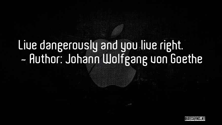 Johann Wolfgang Von Goethe Quotes: Live Dangerously And You Live Right.