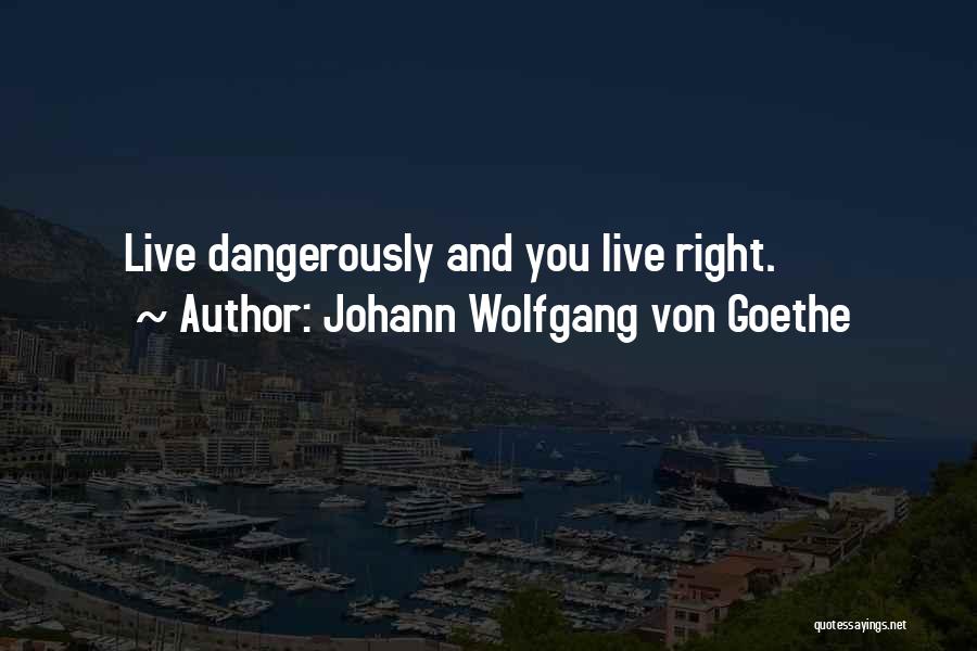 Johann Wolfgang Von Goethe Quotes: Live Dangerously And You Live Right.