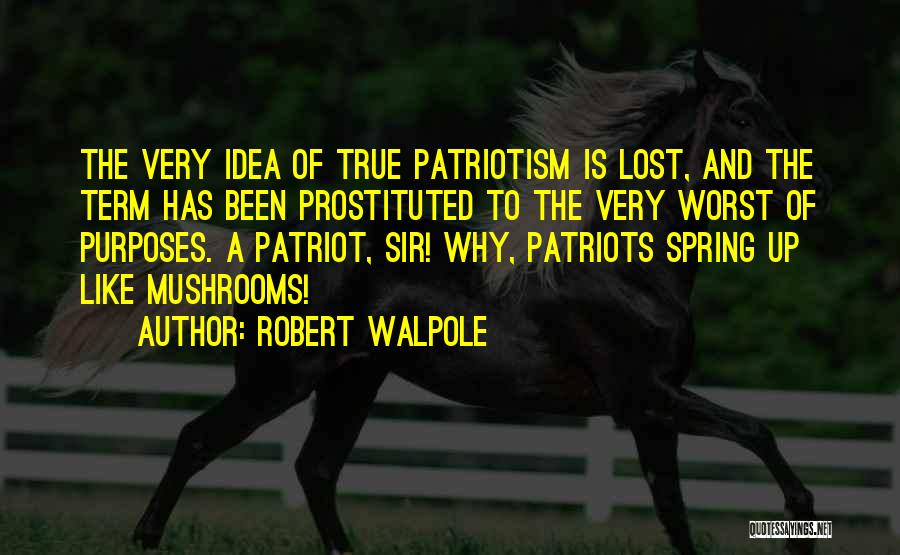 Robert Walpole Quotes: The Very Idea Of True Patriotism Is Lost, And The Term Has Been Prostituted To The Very Worst Of Purposes.