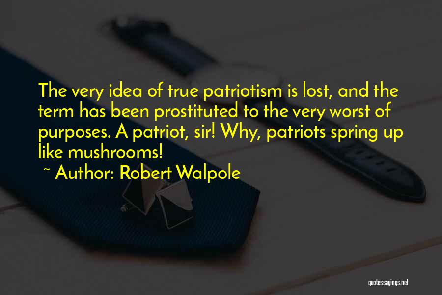 Robert Walpole Quotes: The Very Idea Of True Patriotism Is Lost, And The Term Has Been Prostituted To The Very Worst Of Purposes.
