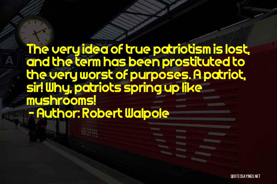 Robert Walpole Quotes: The Very Idea Of True Patriotism Is Lost, And The Term Has Been Prostituted To The Very Worst Of Purposes.