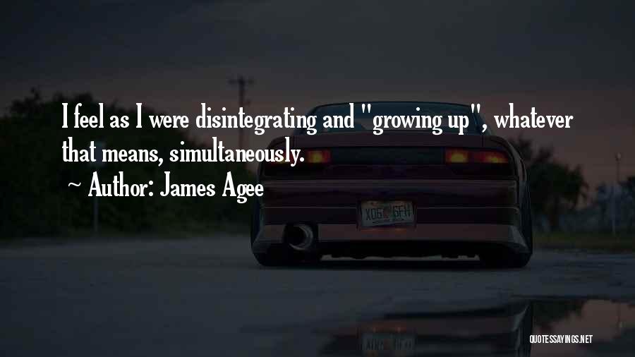James Agee Quotes: I Feel As I Were Disintegrating And Growing Up, Whatever That Means, Simultaneously.