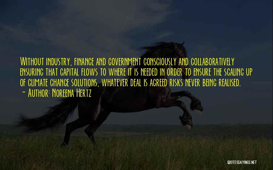 Noreena Hertz Quotes: Without Industry, Finance And Government Consciously And Collaboratively Ensuring That Capital Flows To Where It Is Needed In Order To