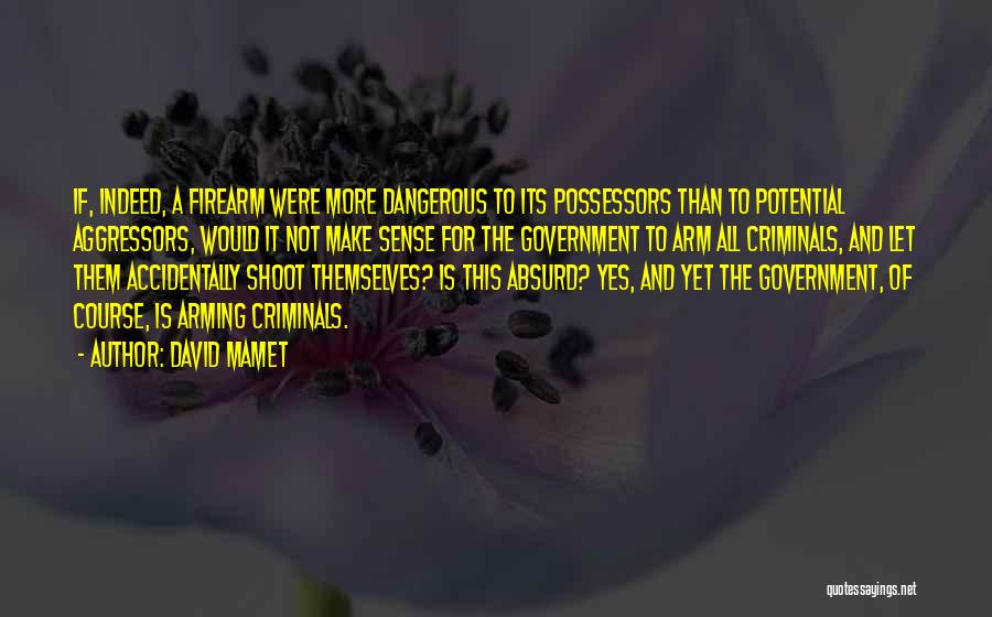 David Mamet Quotes: If, Indeed, A Firearm Were More Dangerous To Its Possessors Than To Potential Aggressors, Would It Not Make Sense For