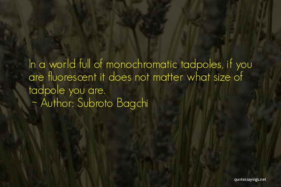 Subroto Bagchi Quotes: In A World Full Of Monochromatic Tadpoles, If You Are Fluorescent It Does Not Matter What Size Of Tadpole You