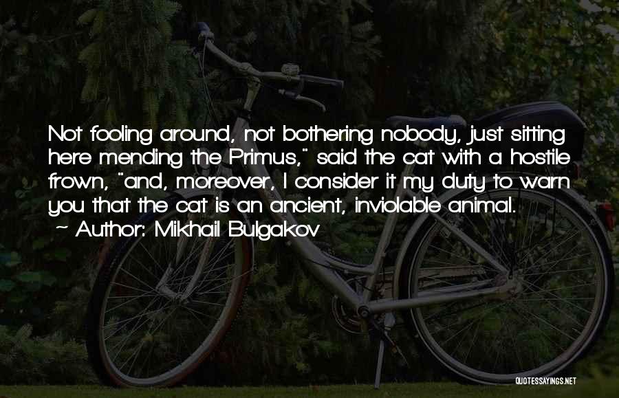Mikhail Bulgakov Quotes: Not Fooling Around, Not Bothering Nobody, Just Sitting Here Mending The Primus, Said The Cat With A Hostile Frown, And,