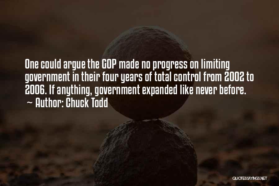 Chuck Todd Quotes: One Could Argue The Gop Made No Progress On Limiting Government In Their Four Years Of Total Control From 2002