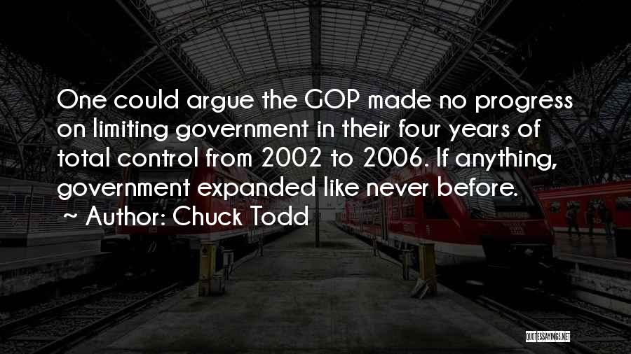 Chuck Todd Quotes: One Could Argue The Gop Made No Progress On Limiting Government In Their Four Years Of Total Control From 2002