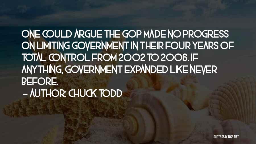 Chuck Todd Quotes: One Could Argue The Gop Made No Progress On Limiting Government In Their Four Years Of Total Control From 2002