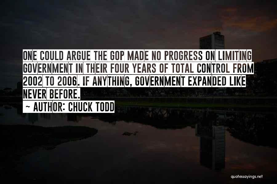 Chuck Todd Quotes: One Could Argue The Gop Made No Progress On Limiting Government In Their Four Years Of Total Control From 2002