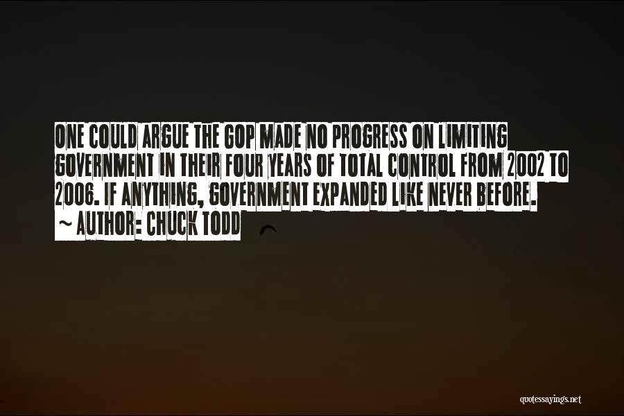 Chuck Todd Quotes: One Could Argue The Gop Made No Progress On Limiting Government In Their Four Years Of Total Control From 2002