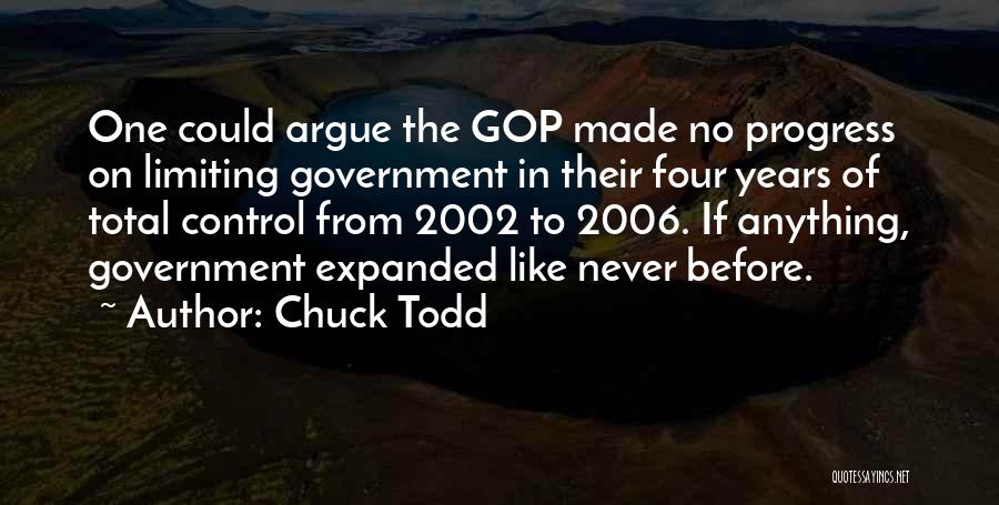 Chuck Todd Quotes: One Could Argue The Gop Made No Progress On Limiting Government In Their Four Years Of Total Control From 2002