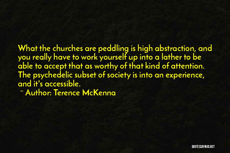 Terence McKenna Quotes: What The Churches Are Peddling Is High Abstraction, And You Really Have To Work Yourself Up Into A Lather To