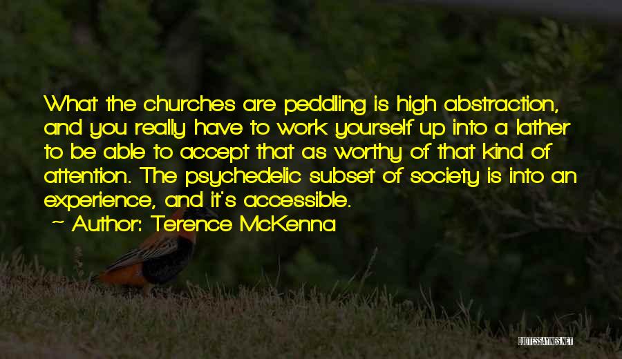 Terence McKenna Quotes: What The Churches Are Peddling Is High Abstraction, And You Really Have To Work Yourself Up Into A Lather To