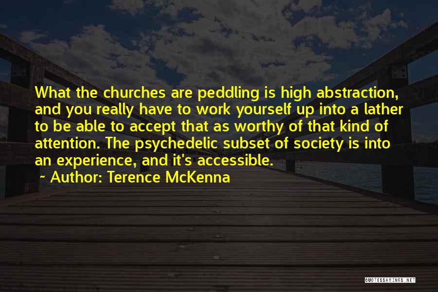 Terence McKenna Quotes: What The Churches Are Peddling Is High Abstraction, And You Really Have To Work Yourself Up Into A Lather To