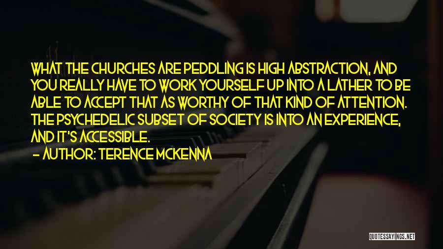 Terence McKenna Quotes: What The Churches Are Peddling Is High Abstraction, And You Really Have To Work Yourself Up Into A Lather To