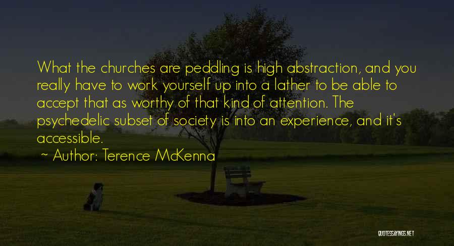 Terence McKenna Quotes: What The Churches Are Peddling Is High Abstraction, And You Really Have To Work Yourself Up Into A Lather To
