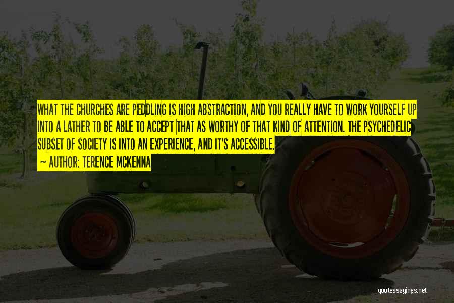 Terence McKenna Quotes: What The Churches Are Peddling Is High Abstraction, And You Really Have To Work Yourself Up Into A Lather To