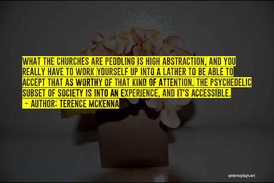 Terence McKenna Quotes: What The Churches Are Peddling Is High Abstraction, And You Really Have To Work Yourself Up Into A Lather To