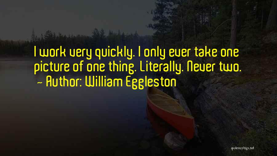William Eggleston Quotes: I Work Very Quickly. I Only Ever Take One Picture Of One Thing. Literally. Never Two.