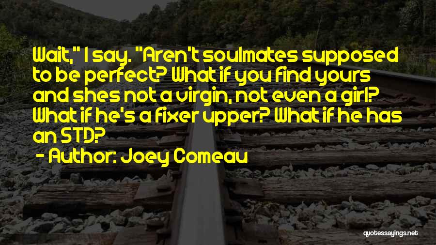 Joey Comeau Quotes: Wait, I Say. Aren't Soulmates Supposed To Be Perfect? What If You Find Yours And Shes Not A Virgin, Not