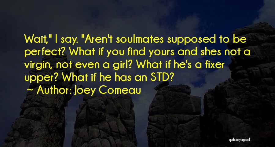 Joey Comeau Quotes: Wait, I Say. Aren't Soulmates Supposed To Be Perfect? What If You Find Yours And Shes Not A Virgin, Not