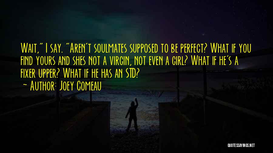 Joey Comeau Quotes: Wait, I Say. Aren't Soulmates Supposed To Be Perfect? What If You Find Yours And Shes Not A Virgin, Not
