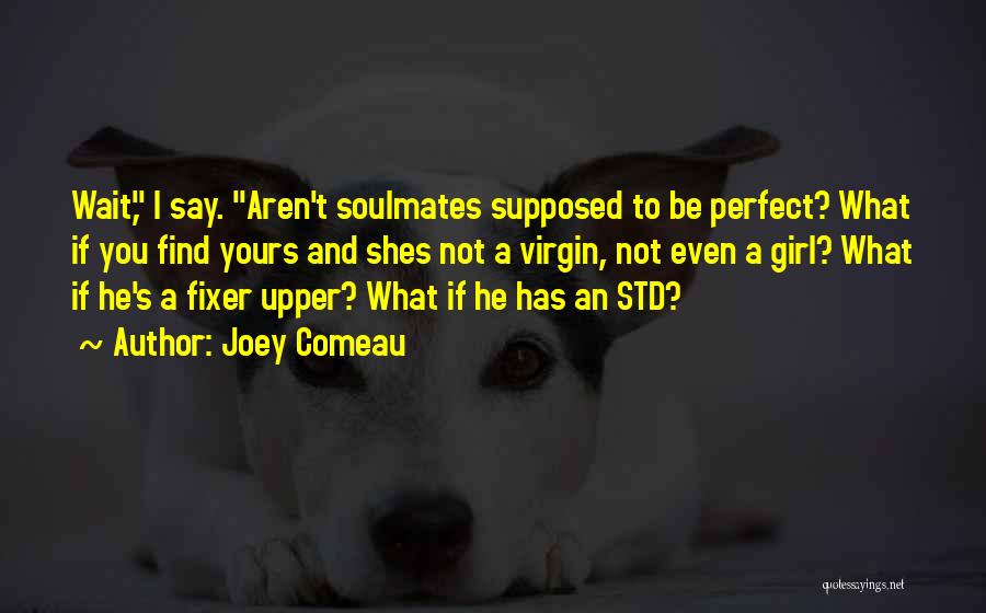 Joey Comeau Quotes: Wait, I Say. Aren't Soulmates Supposed To Be Perfect? What If You Find Yours And Shes Not A Virgin, Not