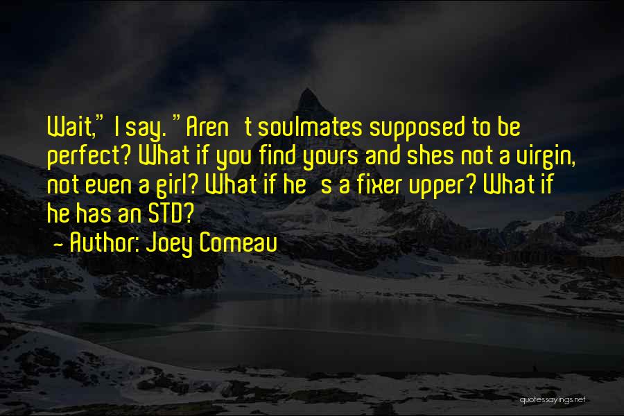 Joey Comeau Quotes: Wait, I Say. Aren't Soulmates Supposed To Be Perfect? What If You Find Yours And Shes Not A Virgin, Not