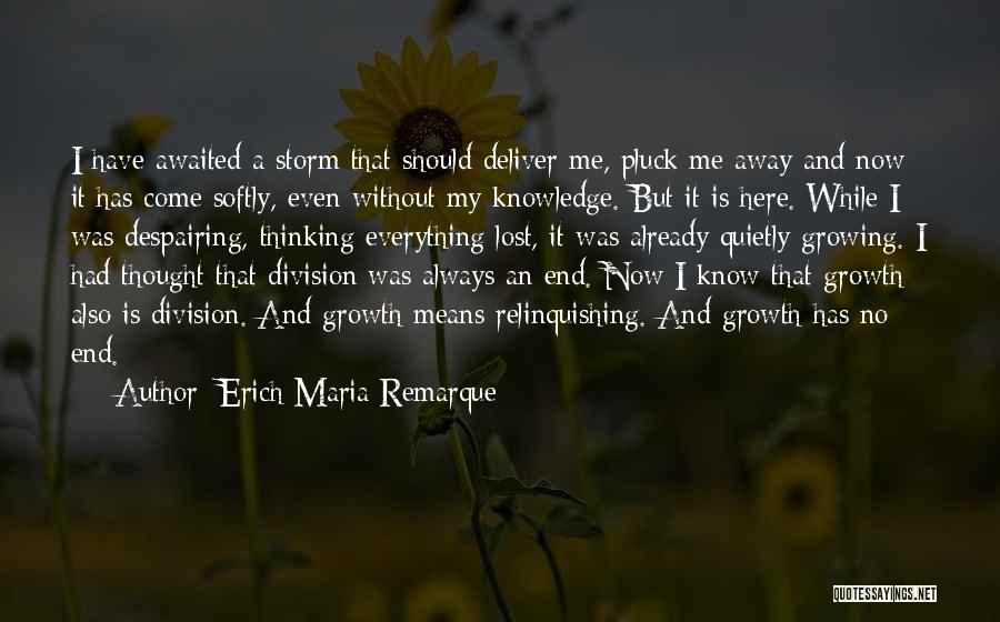 Erich Maria Remarque Quotes: I Have Awaited A Storm That Should Deliver Me, Pluck Me Away And Now It Has Come Softly, Even Without