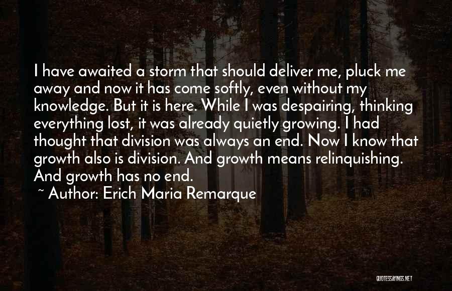 Erich Maria Remarque Quotes: I Have Awaited A Storm That Should Deliver Me, Pluck Me Away And Now It Has Come Softly, Even Without