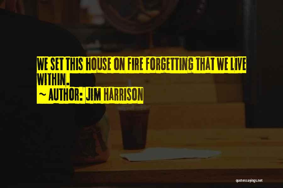 Jim Harrison Quotes: We Set This House On Fire Forgetting That We Live Within.