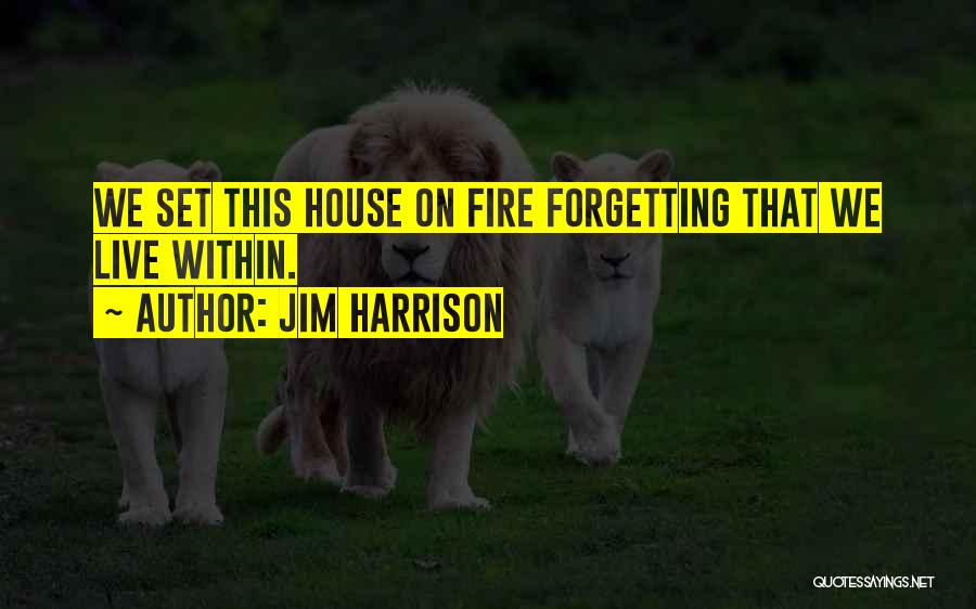 Jim Harrison Quotes: We Set This House On Fire Forgetting That We Live Within.