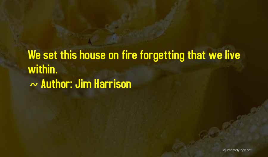 Jim Harrison Quotes: We Set This House On Fire Forgetting That We Live Within.