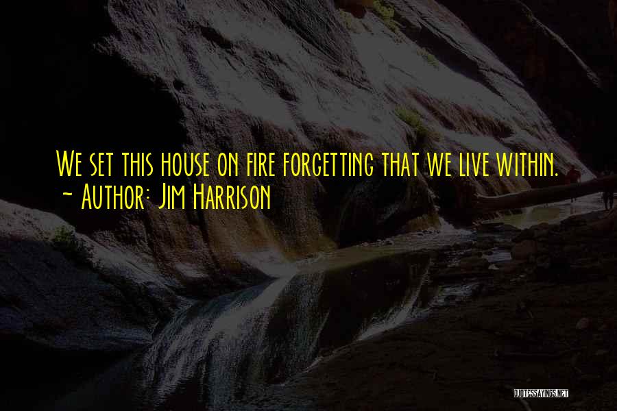 Jim Harrison Quotes: We Set This House On Fire Forgetting That We Live Within.