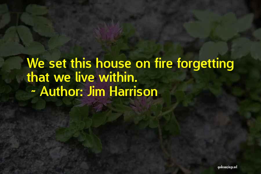 Jim Harrison Quotes: We Set This House On Fire Forgetting That We Live Within.