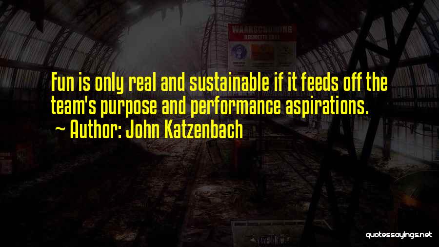 John Katzenbach Quotes: Fun Is Only Real And Sustainable If It Feeds Off The Team's Purpose And Performance Aspirations.