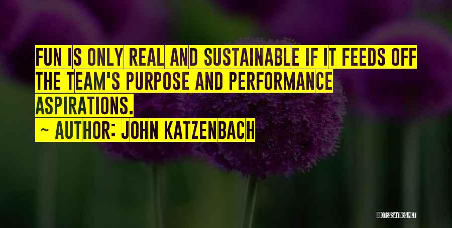 John Katzenbach Quotes: Fun Is Only Real And Sustainable If It Feeds Off The Team's Purpose And Performance Aspirations.