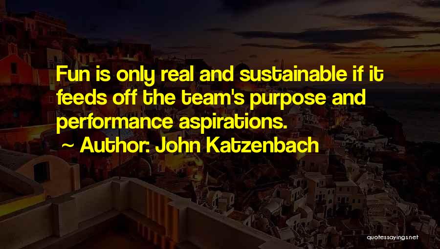 John Katzenbach Quotes: Fun Is Only Real And Sustainable If It Feeds Off The Team's Purpose And Performance Aspirations.