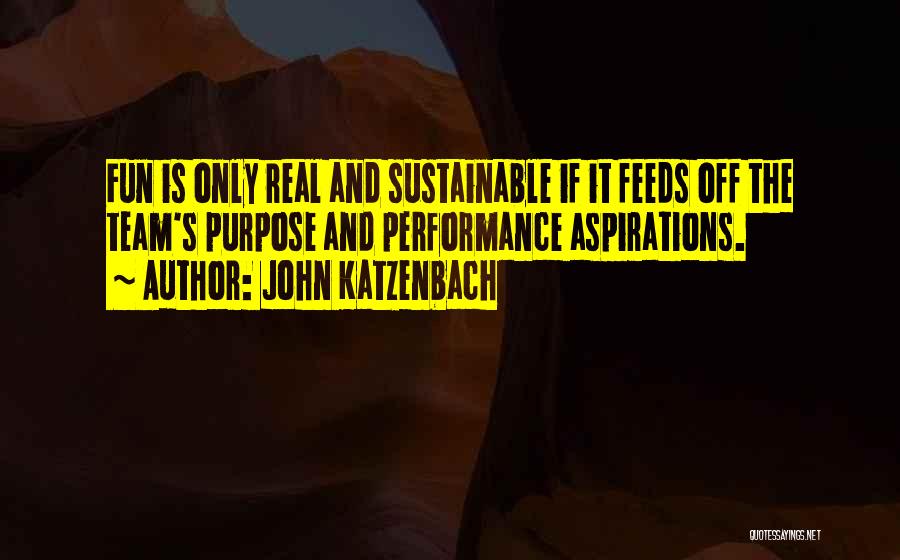 John Katzenbach Quotes: Fun Is Only Real And Sustainable If It Feeds Off The Team's Purpose And Performance Aspirations.