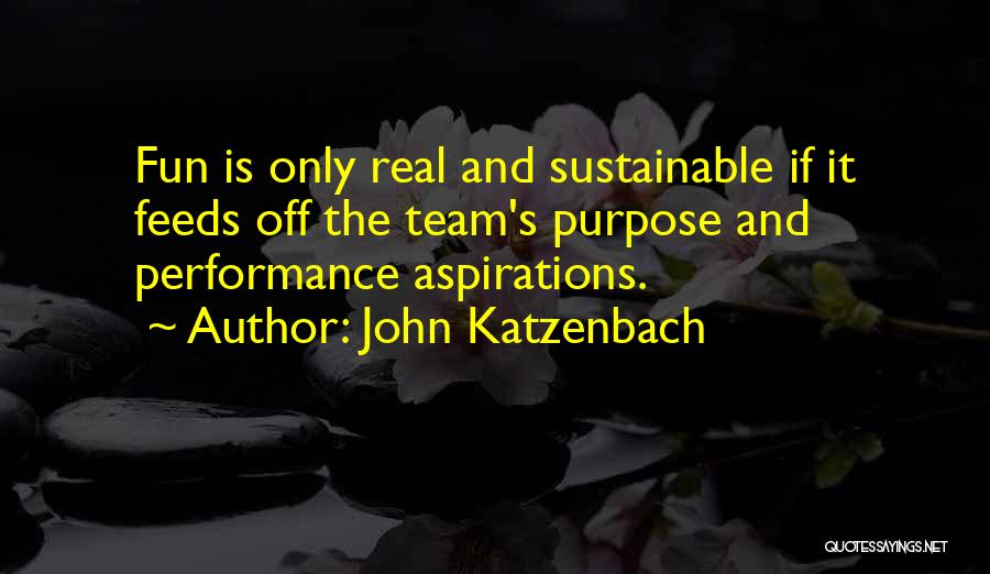 John Katzenbach Quotes: Fun Is Only Real And Sustainable If It Feeds Off The Team's Purpose And Performance Aspirations.