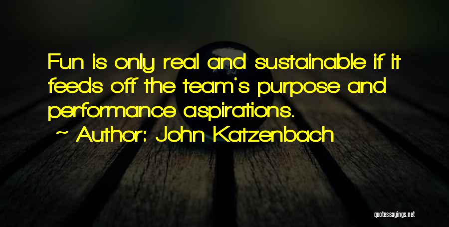 John Katzenbach Quotes: Fun Is Only Real And Sustainable If It Feeds Off The Team's Purpose And Performance Aspirations.