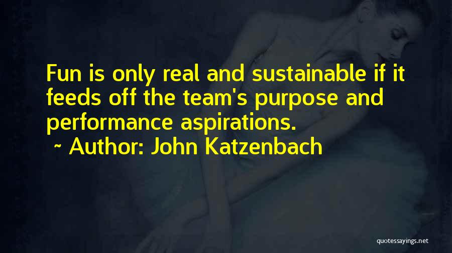 John Katzenbach Quotes: Fun Is Only Real And Sustainable If It Feeds Off The Team's Purpose And Performance Aspirations.